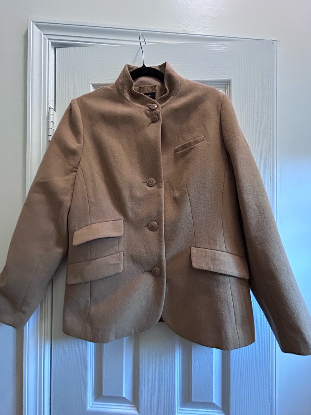 Quince Camel Stand-Collar Italian Wool-Blend Jacket Large